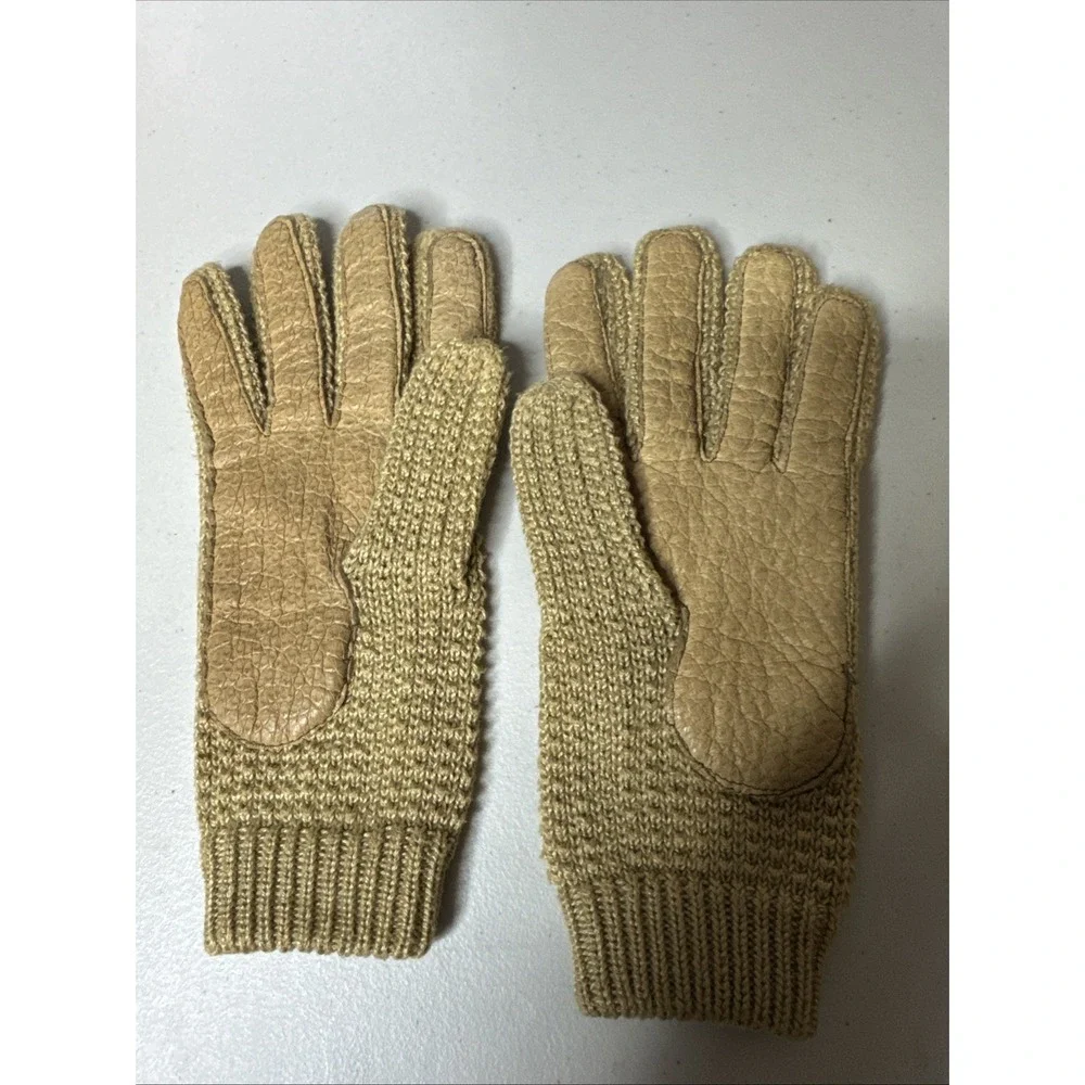 VINTAGE Wristlet Knot Nylon Beige Gloves‎ Size Small